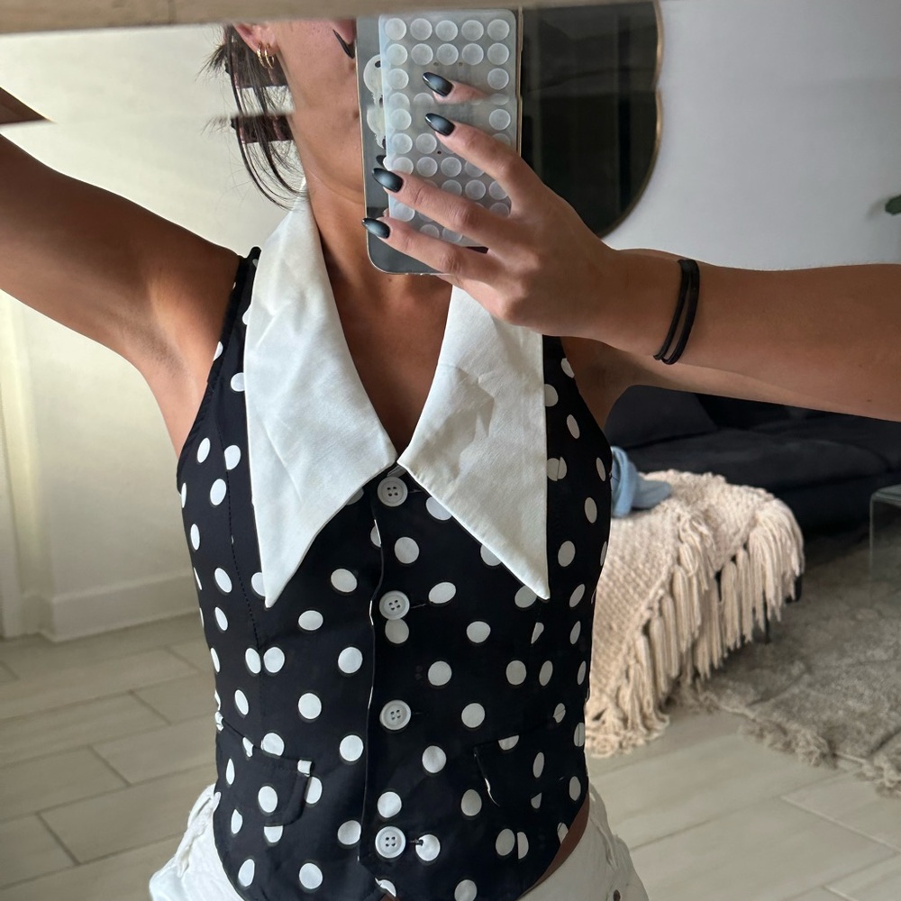 Black and White Polka Dot Vest